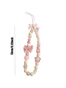 极简粉色蝴蝶结元素 3/1件装 网络红人 INS风手机挂绳 简约百搭串珠链 少女风项链 女士春季礼物 - 淺粉色 - 查看 6