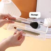 3pcs Transparent Visible Large Capacity Makeup Brush Storage Box, Multi-Compartment Portable Dust-Proof Anti-Scratch Brush Organizer, Suitable For Home, Travel, Vanity, Easy To Take And Store, Ideal For Makeup Tool Storage. Transparent Hard Shell Material, Multi-Slot Design Fits Various Makeup Scenarios. - View 6
