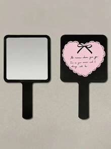 1pc Handheld Mirror - Portable Makeup Mirror - Travel Mirror - Handle Mirror - Plastic Touch-Up Mirror - Desktop Small Mirror - Hand-Held Makeup Mirror - Affordable Dormitory Makeup Mirror - High-Definition Printed Image - Portable And Easy To Carry - Multicolor - View 5