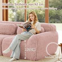 Two-Seater Sofa, Soft Fabric Upholstery, Modular Design Without A Frame, Can Be Combined As Desired, With Cushions. High-Resilience Soft Foam, Non-Slip Base, Ideal For The Living Room, Bedroom, Office, Etc. - 珊瑚橙 - 查看 7