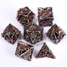 7pcs Red Bloodstain Metal Dice Set, Suitable For Role-Playing RPG Tabletop Card Games - Multicolor - View 2