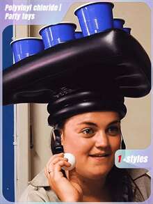 1 chiếc mũ ném vòng vào lon bia bơm hơi - Trò chơi ngoài trời vui nhộn dành cho gia đình, hoàn hảo cho các trò chơi uống rượu ở quán bar và các buổi tiệc sinh nhật (Chỉ bao gồm mũ) - Xem 1