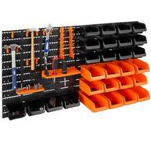 Gr8 Home 44 Pcs Pegboard Shelf Tool Organiser Garage Shed Wall Mount Shelves Storage Rack - Orange Black - View 1