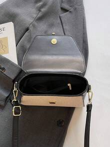 Fashionable Patchwork Handbag, New Stylish Minimalist Women Shoulder Bag, Chic Crossbody Bag - Black - View 6