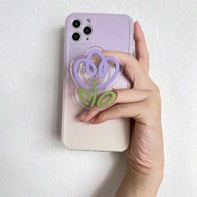 郁金香花形折叠手机支架插座口袋支架适用于安卓手机指环支架伸缩支架