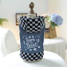 Áo khoác cho thú cưng có mũ trùm đầu, trang phục cho chó, thiết kế mới mùa xuân/hè - Áo khoác kẻ caro họa tiết ngôi sao - Đen trắng - Nhiều màu - Xem 8