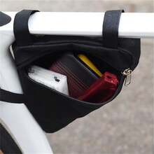 防水自行车前梁包，三角包骑行装备自行车前挂包 - 黑色 - 查看 7