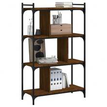 Bookcase 4-Tier Brown Oak 76x32x123 Cm Engineered Wood - Brown - View 3