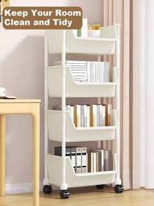 Storage Rolling Cart With Wheels, Storage Cart, Utility Rolling Cart With Lockable Wheels, Multifunction Kitchen Storage Organizer, Bathroom Organizers And Storage, Dorm Essentials, 4/5 Tier Multi-Functional Storage Trolley For Office, Living Room, Kitchen, Movable Storage Organizer With Wheels, White Rolling Storage Cart Plastic Utility Cart, Organization And Storage Valentines Gift - 米色 - 查看 6