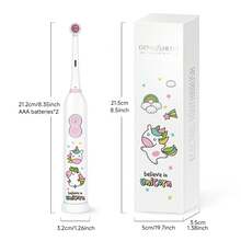 1 pieza Cepillo de dientes eléctrico giratorio con 4 cabezales de cepillo, incluye 2 baterías AAA, cepillo de dientes eléctrico con batería inteligente que se limpia, suave, con una variedad de patrones - Blanco - Ver 2