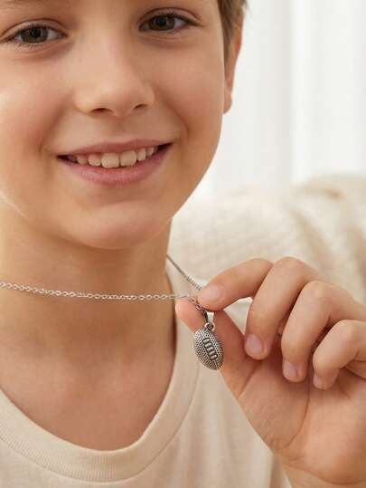 2styles Sport Style Fashion Soccerball Rugby Charm Necklace For Kids Street Accessory Gift For Daily Decoration