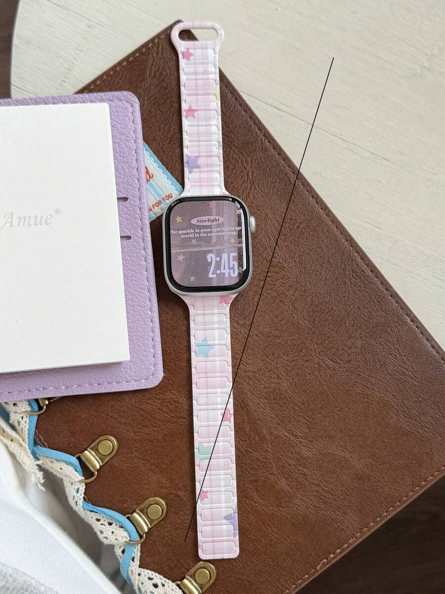 1条硅胶磁吸表带，兼容 42mm、38mm、40mm、41mm、44mm、45mm、46mm、49mm，时尚智能手表替换表带，兼容 Series Ultra2、Ultra SE2、SE 11、10、9、8、7、6、5、4、3、2、1，适合作为礼物送给亲朋好友。 - 粉色 - 查看 1