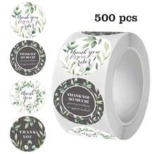500 piezas/Rollo Pegatinas verdes de "Gracias", adecuadas para bodas, fiestas, cumpleaños, envoltorios de regalos, decoración de graduación, regalos de damas de honor, regalos de Pascua, decoración de bodas, suministros de scrapbooking, papelería, pegatinas divertidas manualidades libro de sticker estikers - agradecido - Ver 1