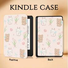 Kindle Reader Protective Case, Cute Rabbit & Bear Pattern, Book-Style Double-Sided Printing, Compatible With Kindle Paperwhite 5th/6th/7th, Paperwhite 10th/11th/12th, Kindle (Colorsoft)/10th/11th/12th And Other Popular Models, Kindle Case/Kindle Accessories - Multicolor - View 1
