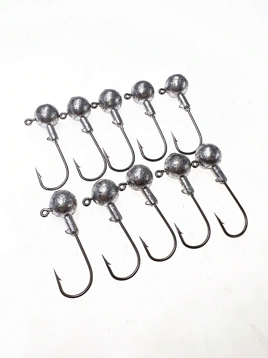 10 lưỡi câu mồi mềm đầu chì gia cường, lưỡi câu bạc dùng cho câu cá rô phi, cá tráp và cá chó. - Bạc - Xem 1
