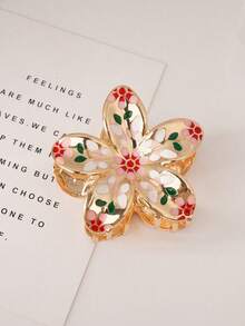 1pcsThe New Pink Flower Zinc Alloy Hair Claws From Europe And America In 2025 Are Suitable For Travel And Daily Wear, Looking Fresh And Sweet - Multicolor - View 6