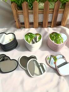 1pc/5pcs/10pcs/20pcs/50pcs Heart-Shaped Compact Mirror, Student Portable Mirror, Travel Purse Pocket Mirror, Heart-Shaped Makeup Mirror,Cheap,Stocking Stuffers,Makeup,Makeup Tools,Cheap Stuff,Gifts,Gifts For Women,Christmas Gifts,Giveaways,Travel,Cheap Stuff,Travel Essential - 彩色 - 查看 3