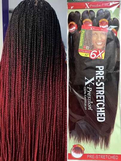 26英寸6件套预拉伸编织假发，女士合成钩针假发接发，防火光滑玉米辫编织，女士合成钩针假发接发，适合所有种族（多种颜色可选）