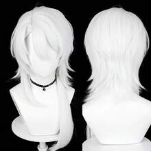 White Anime Game Cosplay Fluffy Synthetic Wigs With Bangs Short Long Straight Fluffy Heat Resistant For Daily Party - White - View 1