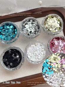 1 Box Circular Sequin Mosaic Nail Art Decorations, Colorful Sequins Mix Size, Nail Stickers For DIY, Suitable For Spring & Summer Nails Nail Charms - Multicolor - View 2