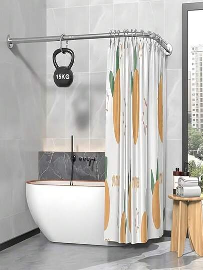 Easily Adjustable Stainless Steel Shower Curtain Rod - L-Shaped Frame Design, No Drilling Required, Suitable For Bathroom, Bathtub And Clothing Store