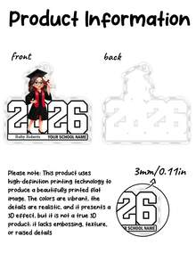 Llavero conmemorativo de graduación personalizado de acrílico, llavero con retrato de graduado personalizado 2026 con nombre, nombre de la escuela, patrón de graduado de dibujos animados, recuerdo de acrílico transparente, recuerdo de ceremonia de graduación, regalo de graduación, regalo para graduado, regalo para ella, regalo para él - Multicolor - Ver 3