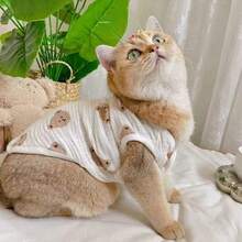 1pc Pet Clothes, Lightweight Sleeveless Cat Vest, Dog Sunscreen Clothes, Anti-Shedding, Anti-Licking, Summer - White - View 4