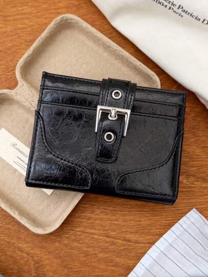 New Japanese Style Multi-Purpose Vintage Fashion Casual Minimalist Streetwear Transparent Badge Soft Compact Lightweight Wallet, Convenient For Travel, Daily, Commuting, Party, Gift, Short Tri-Fold Wallet Can Hold Coins