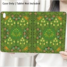 1个绿色花卉蝴蝶图案翻盖平板电脑保护套，带笔槽，兼容三星A9/A9+/S9/S9FE/A11/A11+/S11/S10 FE/S10 FE+/S10 Lite、苹果Air 5/6、荣耀、Matepad等热门机型，具备自动休眠/唤醒功能，适合返校季、情人节等场合。 - 彩色 - 查看 6