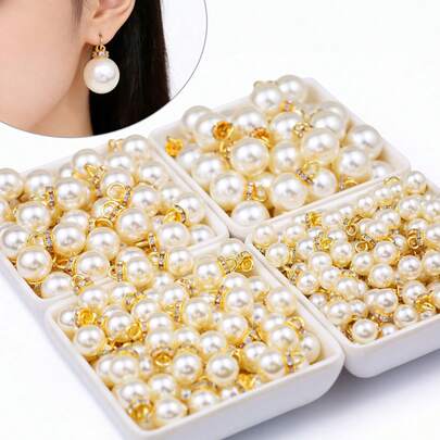 Mặt dây chuyền ngọc trai sáng bóng 8-14mm đính kim cương, thích hợp làm đồ trang sức DIY, bông tai, mặt dây chuyền, phụ kiện.