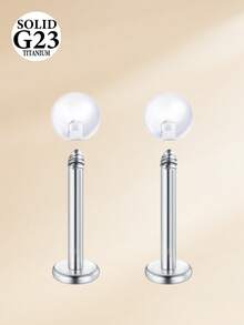 Conjunto de 2 piercings labiais em liga de titânio 16G com base plana, modelo G23, disponíveis nos tamanhos 6mm, 8mm, 10mm e 12mm. Ideal para piercings de cartilagem, tragus, nariz, hélix, concha, medusa, lábio e labret. Perfeito para mulheres e homens. - Prata - Ver 13