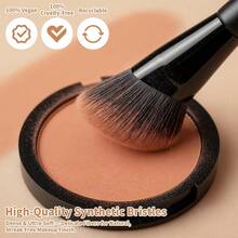 1支双头粉底修容刷，多功能修容化妆刷，专业化妆刷 - 黑色 - 查看 3