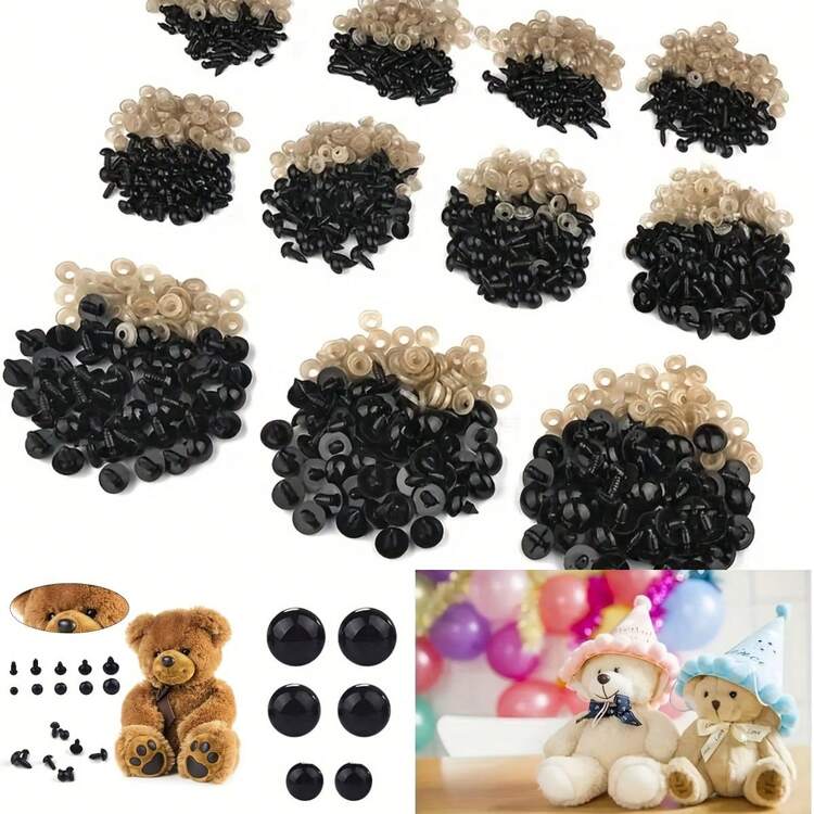 230 chiếc/hộp Nhãn cầu nhựa đen, Bộ dụng cụ thủ công, Phụ kiện mắt động vật, Trang trí mắt - 230 chiếc - Xem 1