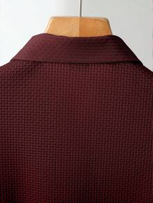 1pc Exquisite Embroidered Pattern Men's Business Casual POLO Shirt, Plus Size, Comfortable Fabric, Suitable For Spring/Summer Wear, Layering, Travel, Golf/Tennis, Casual Daily Wear, Ideal Gift For Men - Burgundy - View 4