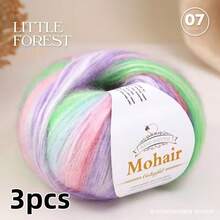 3 Packs, Small Fluffy Clouds, Ombre Mohair, Cotton Candy Mohair Blend Yarn, For Knitting Shawls, Vests, Cardigans, Etc. - Small Cloud Clusters *3 - View 4