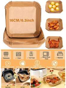 50/100/200pcs Air Fryer Parchment Paper Liners, 6.3 Inch Non-Stick Silicone Coated Baking Pads For Air Frying, Baking, Cooking, Microwave, Oil-Proof, Tray Liners, Kitchen Accessories - Multicolor - View 4