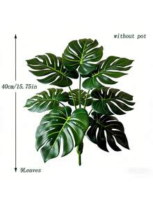 40-65cm Large Fake Monstera Plants Artificial Palm Tree False Tropical Turtle Leafs Plastic Green Faux Maranta Leaves For Home Garden Party Wedding Decor Without Pot 1pc - Green - View 11
