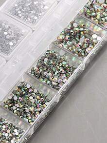 Multi-Size AB Crystal Rhinestone Nail Art Decoration Set, Flat Back Transparent Crystal Rhinestones DIY Nail Decor With Nail Wax Pencil, Tweezers And Other Nail Art Supplies - Multicolor - View 6