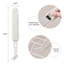 多功能手持清洁刷，适用于空调通风口、百叶窗、键盘缝隙、家庭和办公室除尘，也可用于清洁汽车通风口、百叶窗、窗轨、电子设备、厨房缝隙、浴室瓷砖、抽屉边角和家具缝隙。 - A - 查看 12
