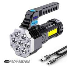 High-Power Rechargeable LED Flashlights, 7 LEDs, Camping Lantern With COB Side Light, Lightweight Outdoor Lighting, ABS HMIT Material - 828 7LED - View 6