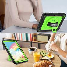 Military Industry Anti-Fall Case For IPad 11th A16 /10th 11" 10.9 Inch & 9th/ 8th/7th 10.2 Inch & 6th/5th/Air2/ Pro 2016 9.7 Inch And Galaxy Tab A11+/A11 Plus /A9+/ A9 Plus 11 Inch With 360° Rotatable Swivel Stand /Lanyard (Hand Strap)/Stylus Holder - Green - View 4