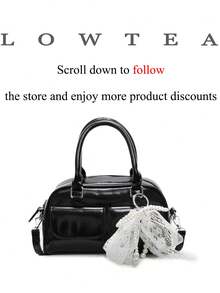 2024 New Niche Bowling Bag, Women's Underarm Bag, Spring/Summer Shoulder Bag, Elegant Boston Bag With Pendant (Sold With Pendant) - Black - View 2