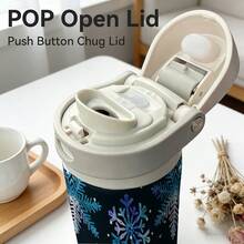 24 Oz Insulated Water Bottle Watercolor Blue Snowflake Seamless Pattern Wrapping Design Festive Winter Holiday Gift For Christmas And New Year Theme Celebration Party Supplies Decor Elegant Frozen Ice Crystals Style - 24oz - View 2