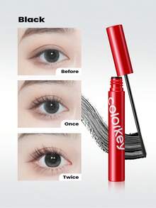 COLORKEY Lengthening & Curling Mascara, Long-Lasting & Smudge-Proof, Defines & Curls Lashes Without Clumping, Ideal For Women & Girls In Spring/Summer, Suitable For Latte, Y2K, 90s, Cool Girl Makeup, Eye Makeup, Bridal Makeup, Birthday Gift, Vacation - Đỏ - Xem 3