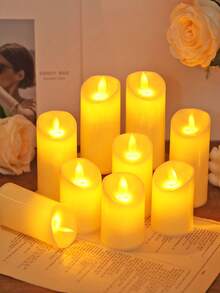1pc Simulation Electronic Candle Light, Indoor Decoration Flameless Electronic Candle Light, Swinging Wick, Battery Powered Plastic Candle, Used For Home Party Proposal Wedding Dinner Birthday Decoration, Including Battery - Smooth Swing - View 9