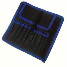 1pc Blue Canvas Tool Bag, 9 Pockets Tool Roll, Woven Fabric Durable Storage Pouch, Suitable For Repair Work / Home Organization / DIY Crafts - Toolkit - View 3