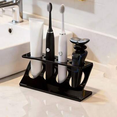 1pc Bathroom Storage Rack, Toothbrush & Toothpaste Organizer For Vanity, Toilet, Washroom