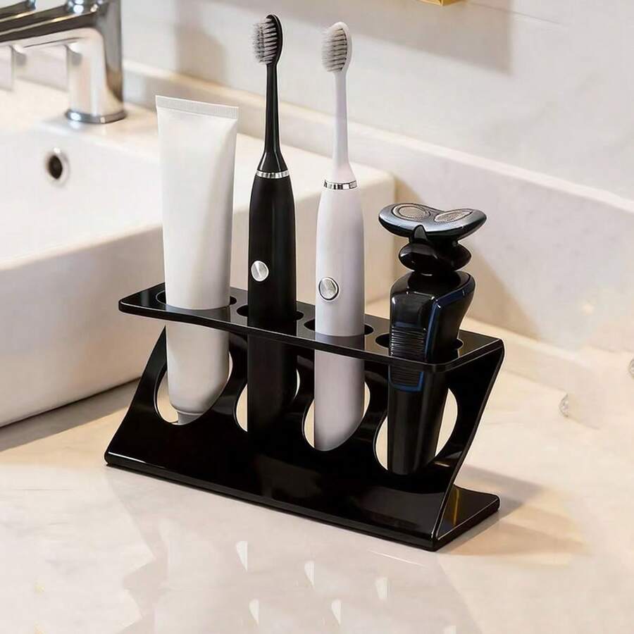 1pc Bathroom Storage Rack, Toothbrush & Toothpaste Organizer For Vanity, Toilet, Washroom - Multicolor - View 1
