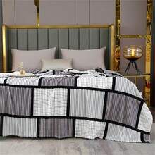 1件装毛绒毯，保暖条纹法兰绒毯，空调毯，休闲办公室午睡毯，沙发毯，万圣节仿毛皮毯，披肩毯，适合圣诞节、感恩节等场合 - 灰色 - 查看 4