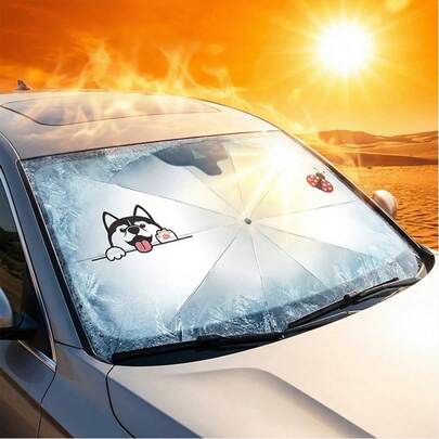 SUITU 1 pieza Visera de sol universal para coche, visera de sol para parabrisas mejorada, fácil de instalar y plegar para almacenar, adecuada para sedanes, SUV y camiones - Protector de visera de sol resistente al calor, visera de sol esencial para el verano, accesorio práctico de protección solar interior del coche para mantener el coche fresco, ideal para viajes y campamentos.